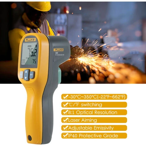 FLUKE 59E Infrarot-Thermometer Mini-IR-Thermometer Digitaler Handheld-Temperaturtester 8:1 Laser-Thermometer-Pistole Digitale IR-Temperaturanzeige -30~350°C (-22~662°F),Orange & Gray 4 FLUKE 59E Infrarot-Thermometer Mini-IR-Thermometer Digitaler Handheld-Temperaturtester 8:1 Laser-Thermometer-Pistole Digitale IR-Temperaturanzeige -30~350°C (-22~662°F),Orange & Gray – Bild 4